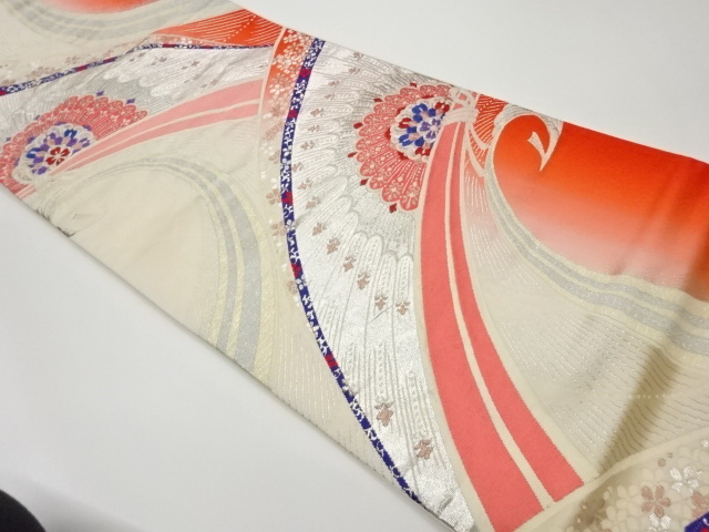 リサイクル　束ね熨斗に華文模様織出し袋帯